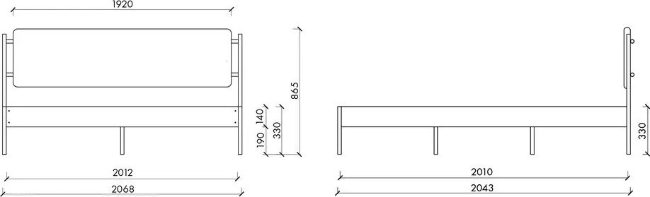 Czarne stalowe tapicerowane łóżko dwuosobowe ze stelażem 200x200 cm Eton Basic – noo.ma
