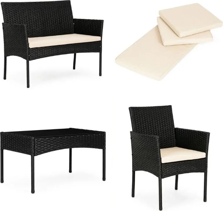Zestaw mebli ogrodowych dla 4 osób Riviera 413, technorattan czarny