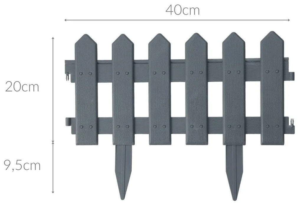 Palisada ogrodowa, tworzywo sztuczne, 40 x 20 cm