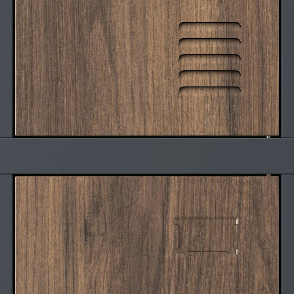 Szafa socjalna 6-drzwiowa IGOR, 900 x 1850 x 450 mm, Eco Design: antracytowa/ orzech