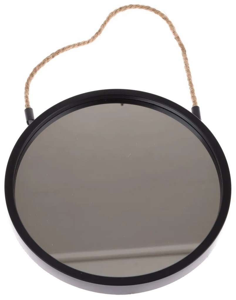 Plastikowe lusterko wiszące Embellir czarne,średnica 25 cm, śred. 25 cm