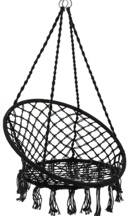 Czarny fotel wiszący COLUMBIA z czarnym stojakiem