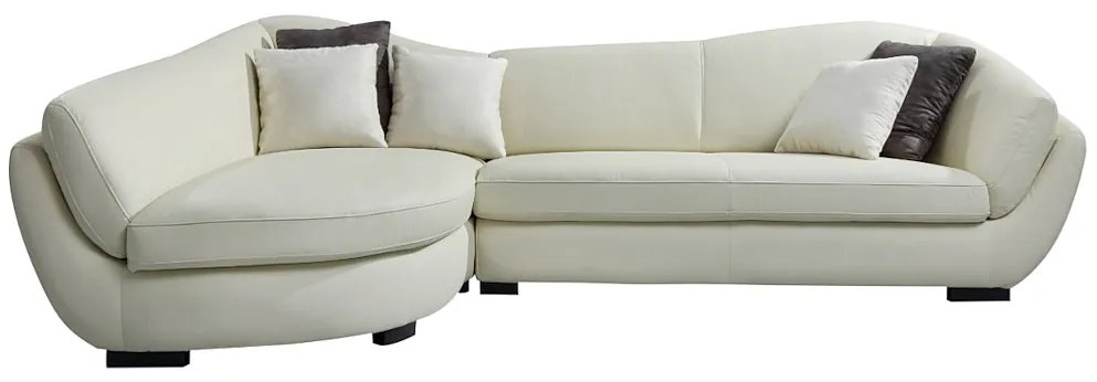 Kanapa narożna 5-osobowa CAIPI z bawolej skóry – kolor: kość słoniowa – Narożnik lewostronny marki Pascal Morabito