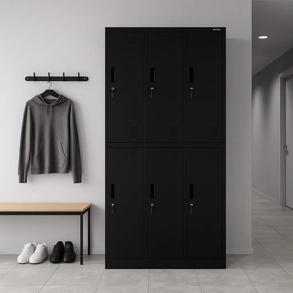 Szafa socjalna 6-skrytkowa Igor 90x45x185 cm, czarna