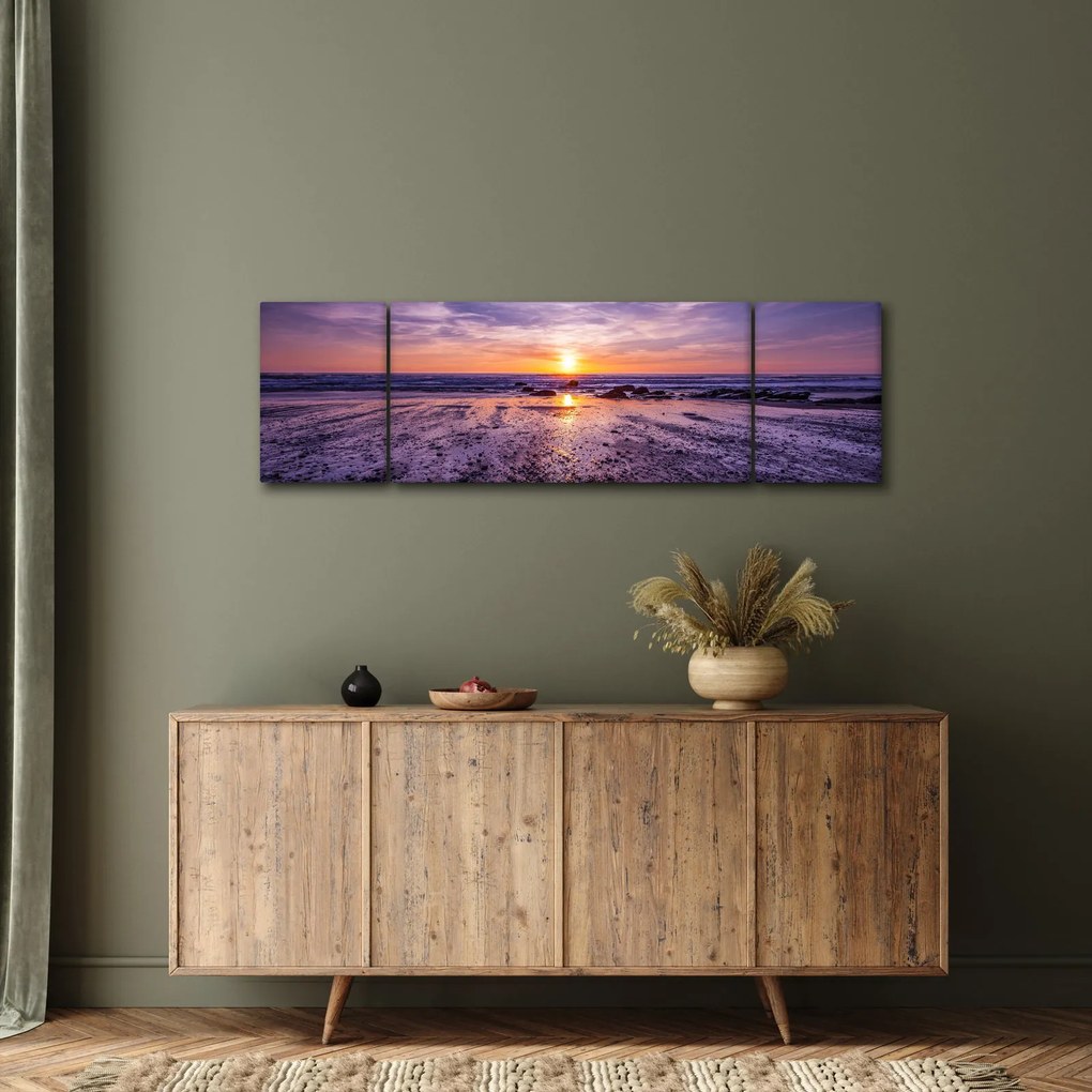 Obraz plaży - zachód słońca (170x50 cm)
