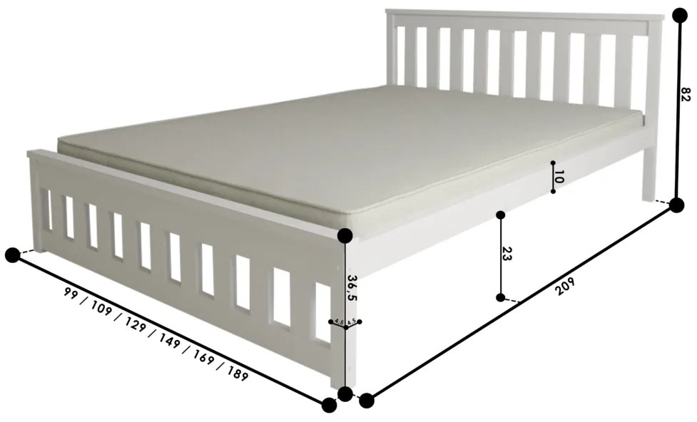 Łóżko MAICA 90 x 200 cm, białe Stelaż: Ze stelażem listwowym rolowanym elastycznym, Materac: Bez materaca