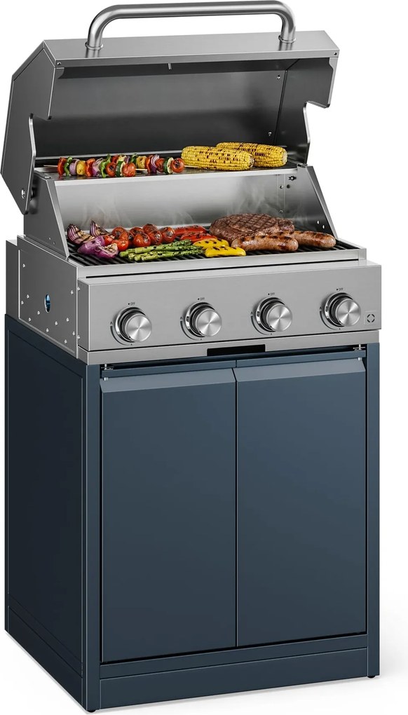 Klarstein WaldChef 4 Palniki 12,8kW Grill Gazowy do Zabudowy Antracyt