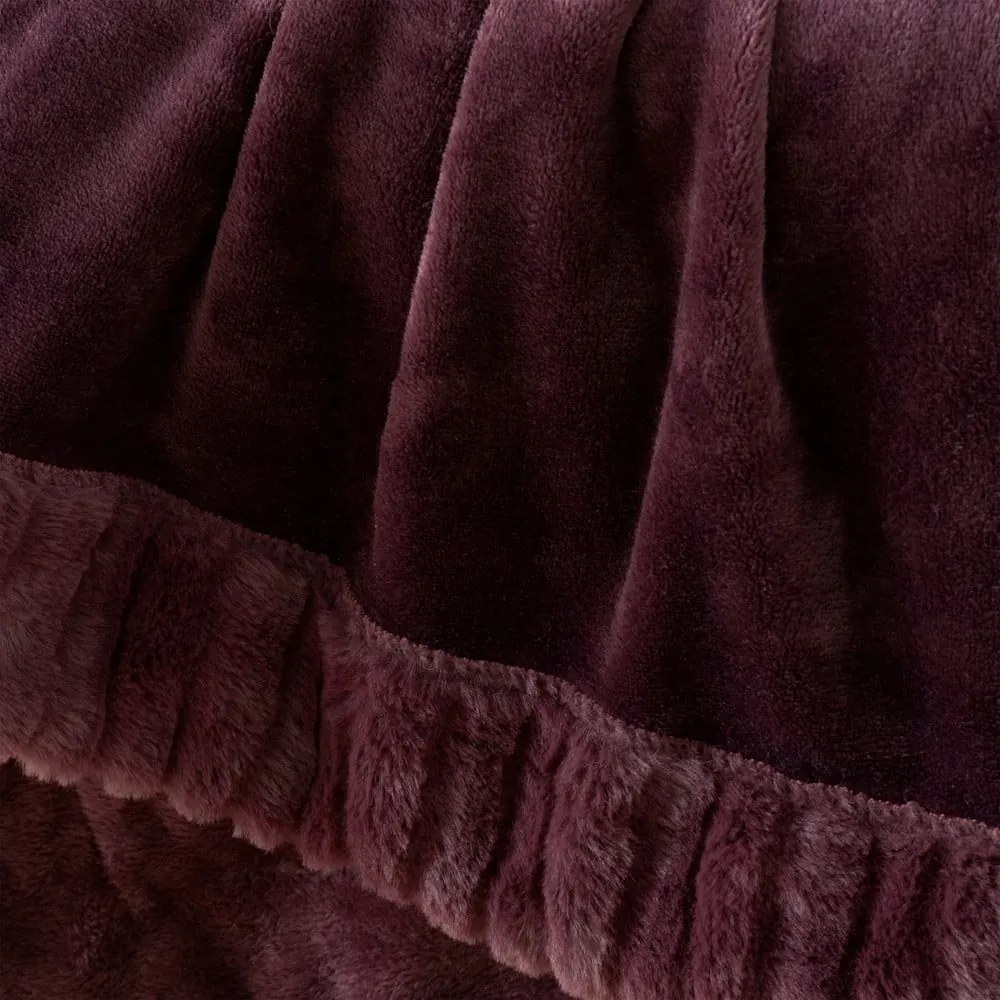Ciemnofioletowy koc z mikropluszu 150x200 cm Velvet and Faux Fur – Catherine Lansfield