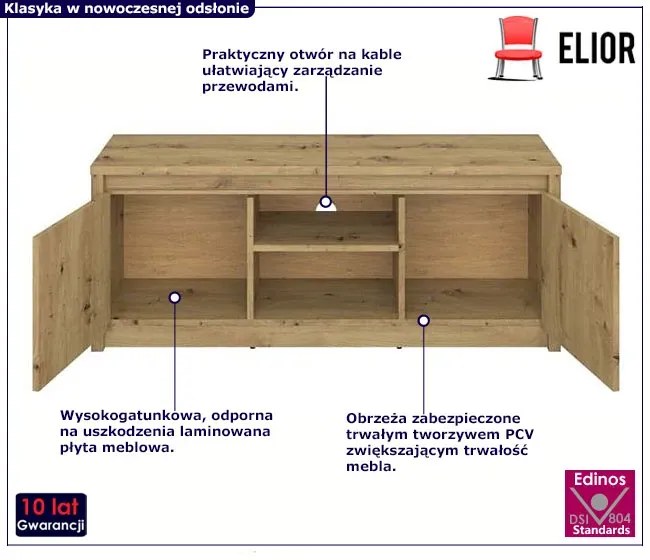 Szafka RTV z półkami do salonu dąb artisan Wopo