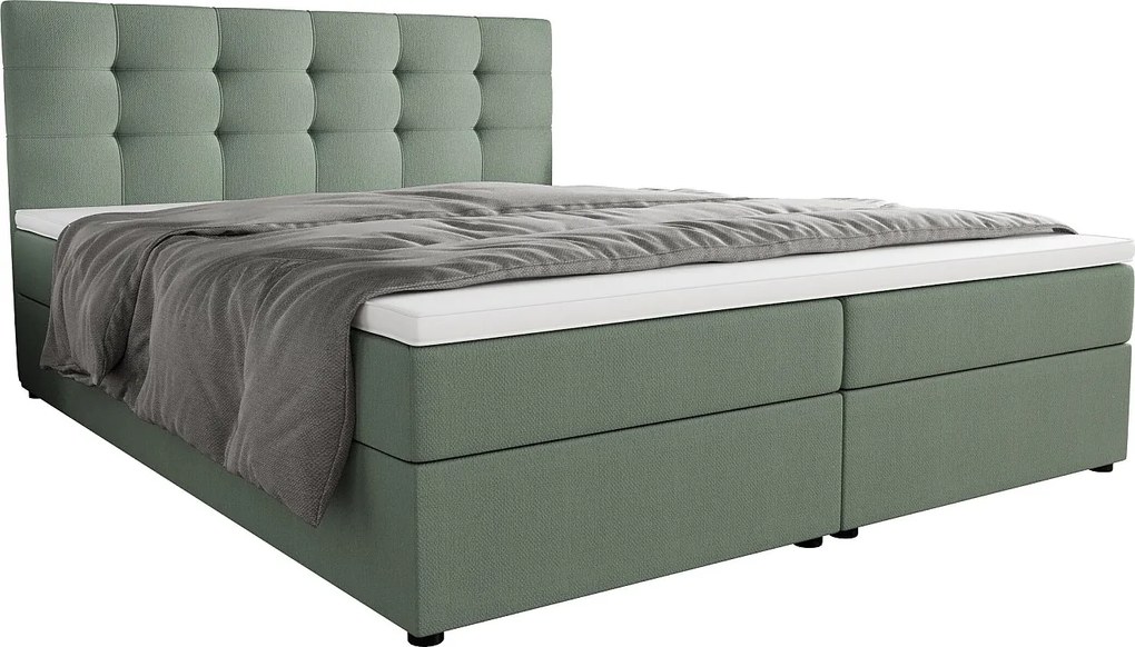 BEDANTE Łóżko kontynentalne Fado 2 180x200 Cosmic 16, jasnozielony, pojemnik na pościel