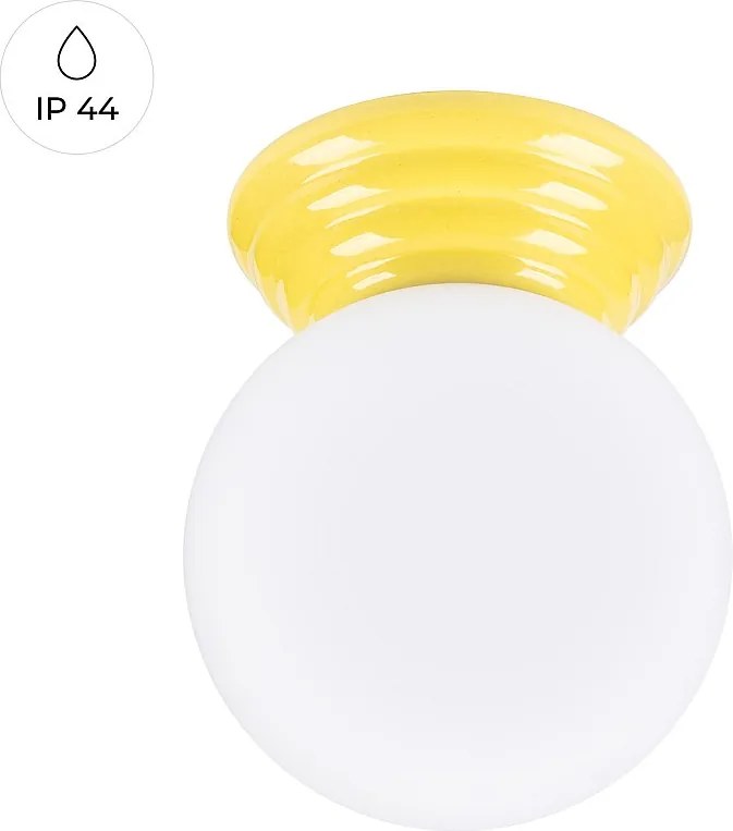 Lampa sufitowa minimalistyczny Zori, ceramika szkliwiona/szkło - 1 źródło - L.12 x H.12 cm - żółty