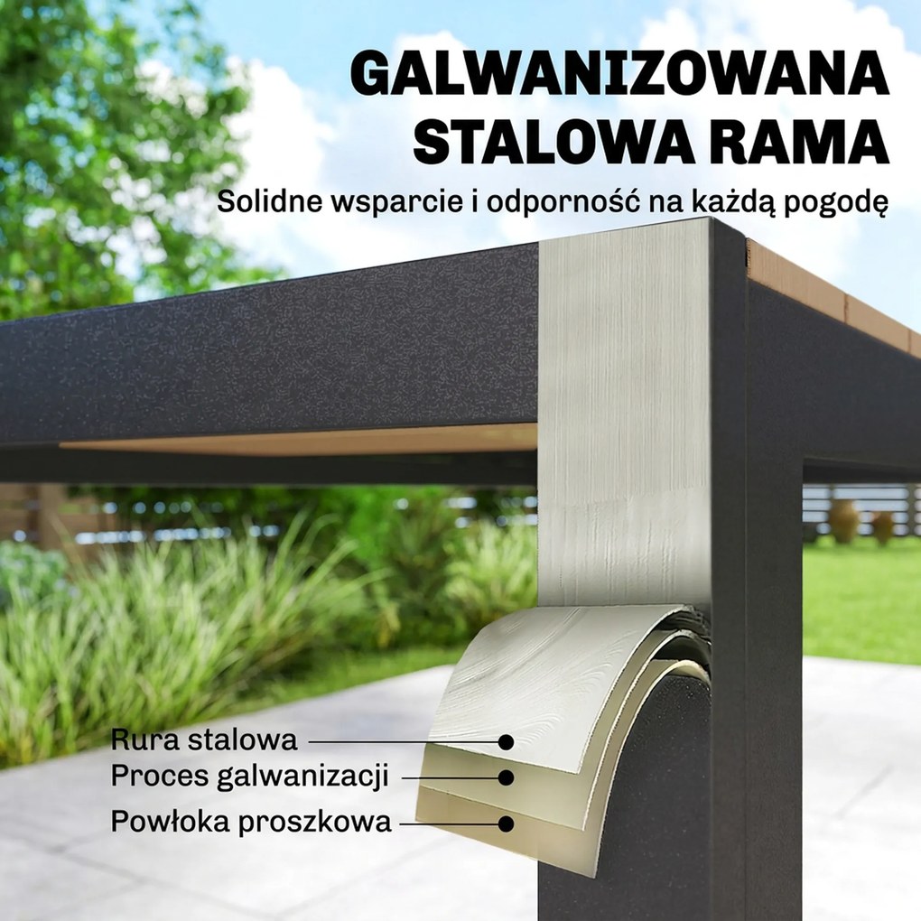 Outsunny 7-cz. komplet mebli ogrodowych, zestaw z 1 stołem i 6 krzesłami, poduszki, na taras, drewno naturalne | Aosom PL
