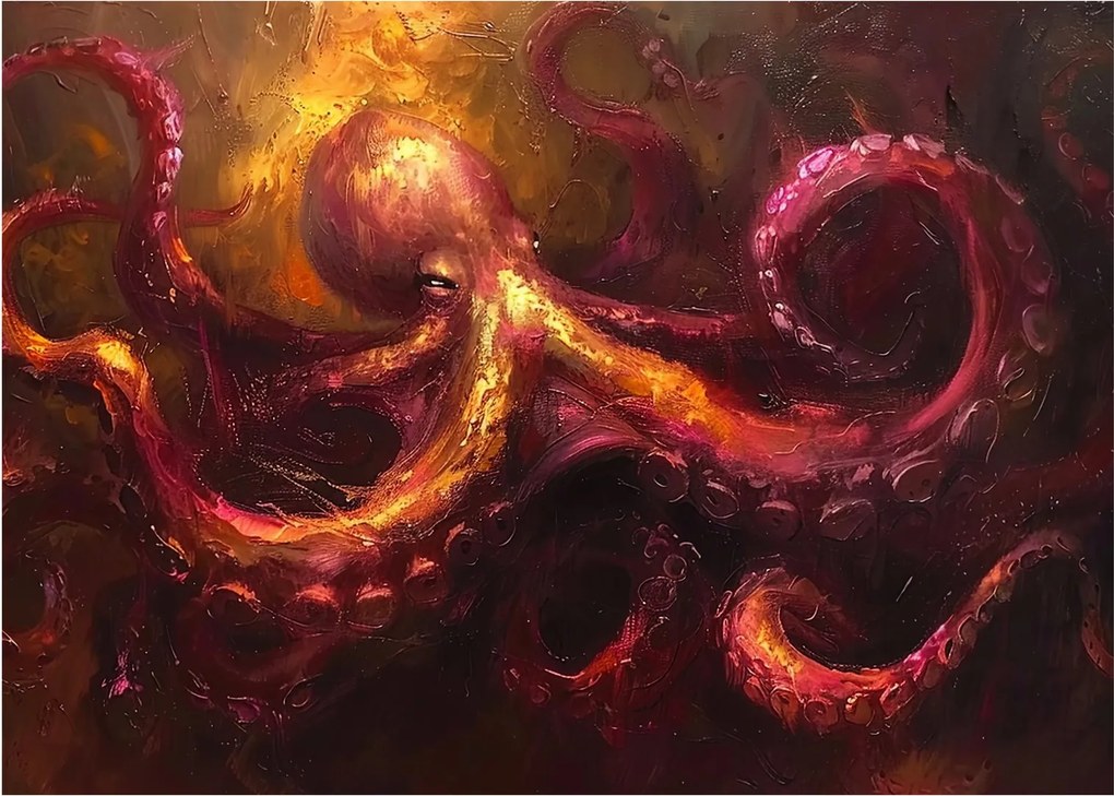 Obraz na szkle - Ośmiornica, obraz olejny (70x50 cm)