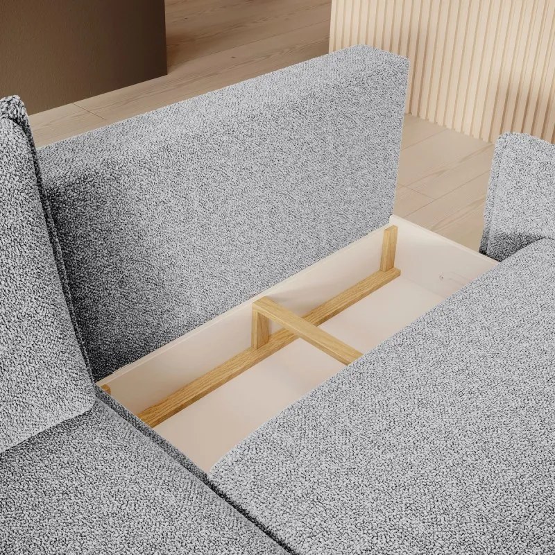 Narożnik GLOSSY z funkcją spania Prawostronny zestaw z poduszkami wolnostojący tkanina BUBBLE 04 WERSAL