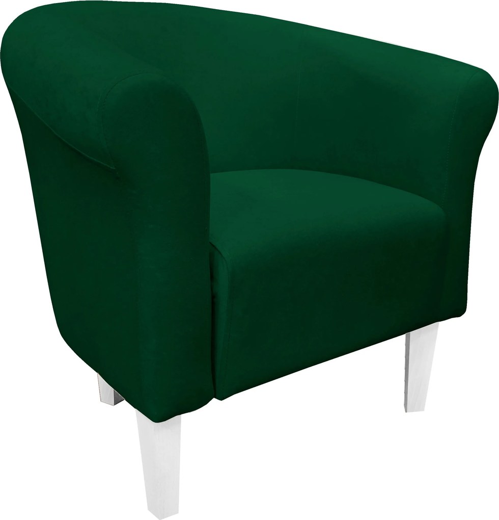 Fotel Milo tkanina Mikrofaza stylowy fotel do salonu i sypialni : Kolor nogi - Biała, Kolor tkaniny - 9 MIKROFAZA, Wysokość nogi - 20 cm