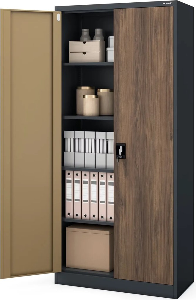 Szafa biurowa Eco Design Jan H 90x40x195 cm antracyt/orzech
