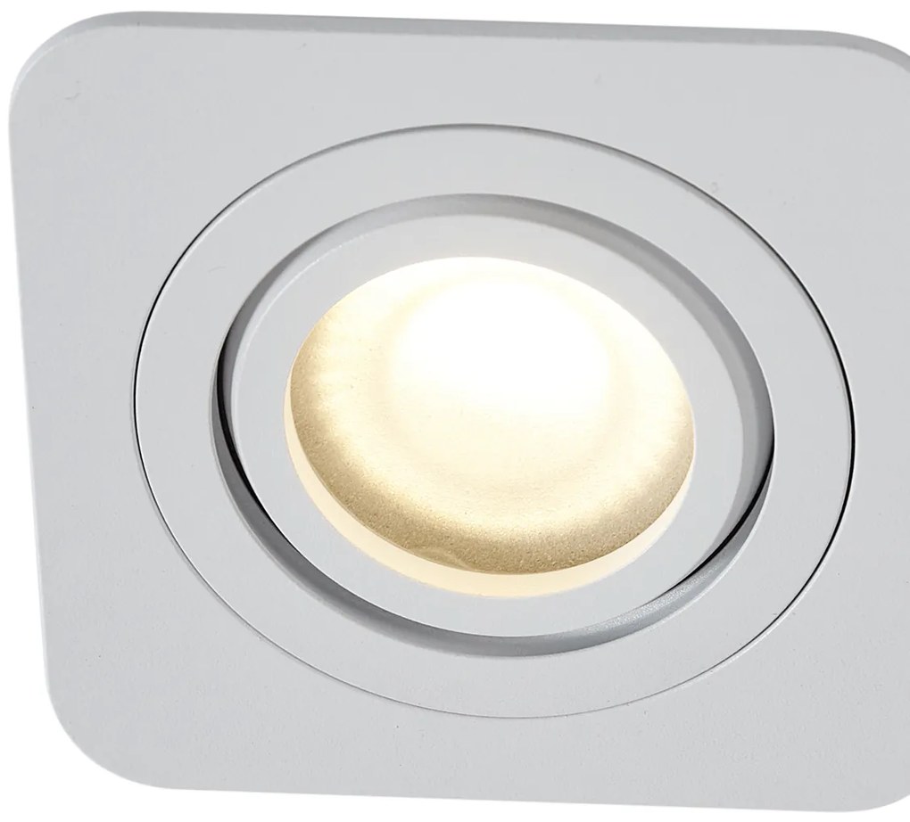 Zewnetrzna Zestaw 6 okrągłych reflektorów wpuszczanych białych GU10 50 mm, obrotowych i przechylanych IP44 - Alberto Nowoczesny Oswietlenie zewnetrzne