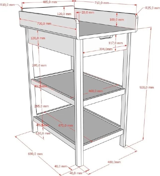 Przewijak z litego drewna dębowego z przewijakiem w naturalnym kolorze Forrest – Vipack
