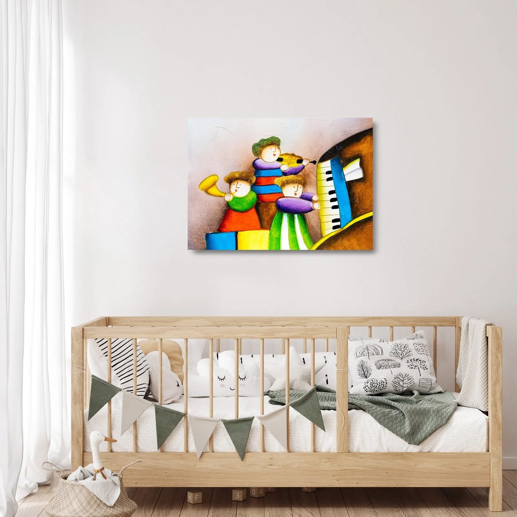 Obraz na szkle - Muzycy, malarstwo (70x50 cm)