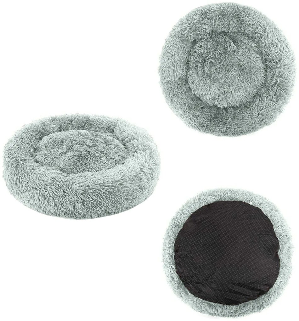 Pluszowe legowisko dla psów 60 cm jasnoszare