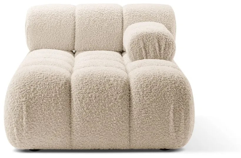 Beżowy moduł sofy z materiału bouclé (prawostronny) Bellis – Micadoni Home