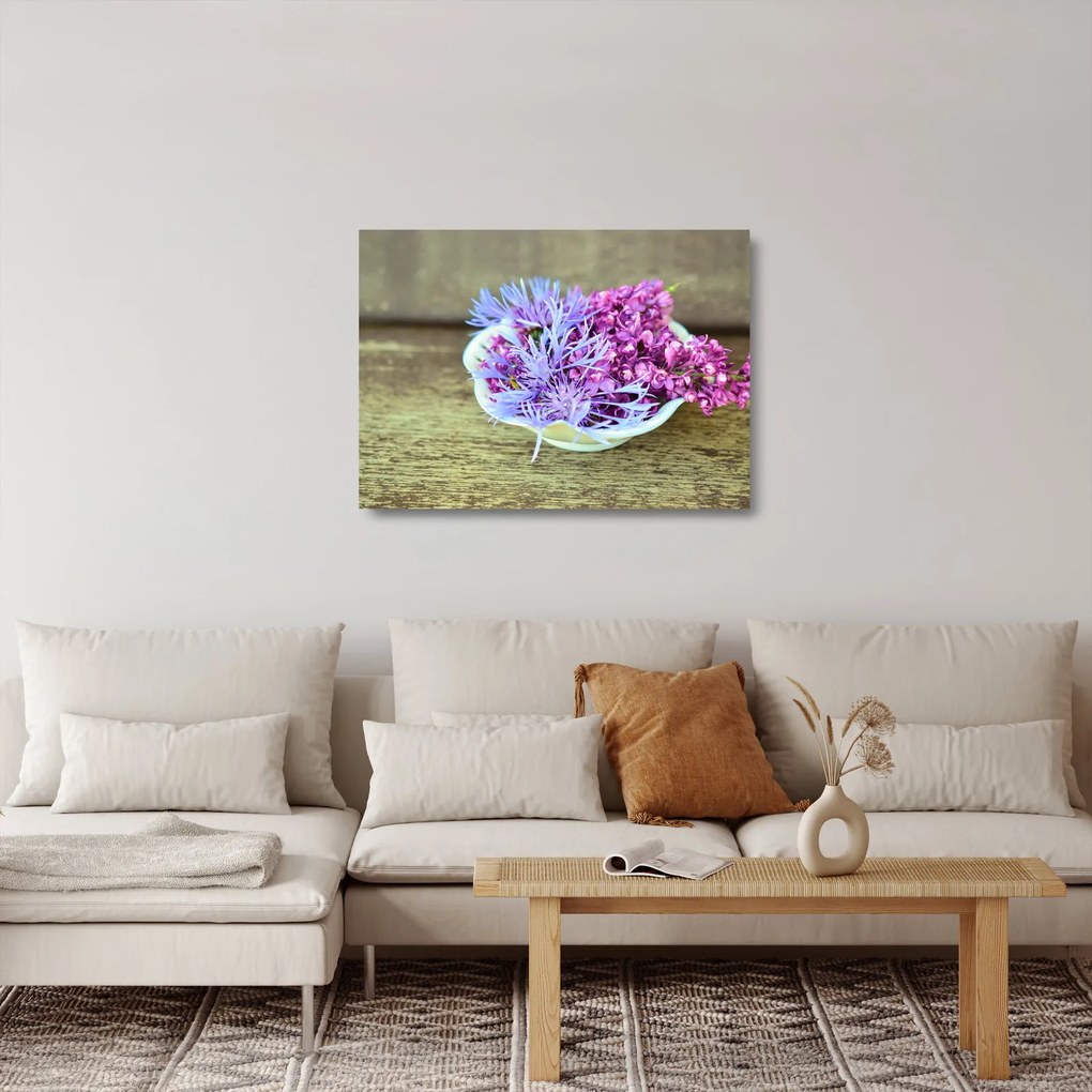 Obraz na szkle - dekoracja z lawendą (70x50 cm)