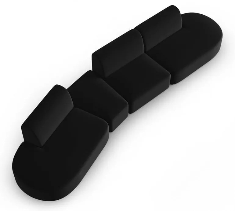 Czarna aksamitna sofa lewostronna 428 cm Paolo – Milo Casa