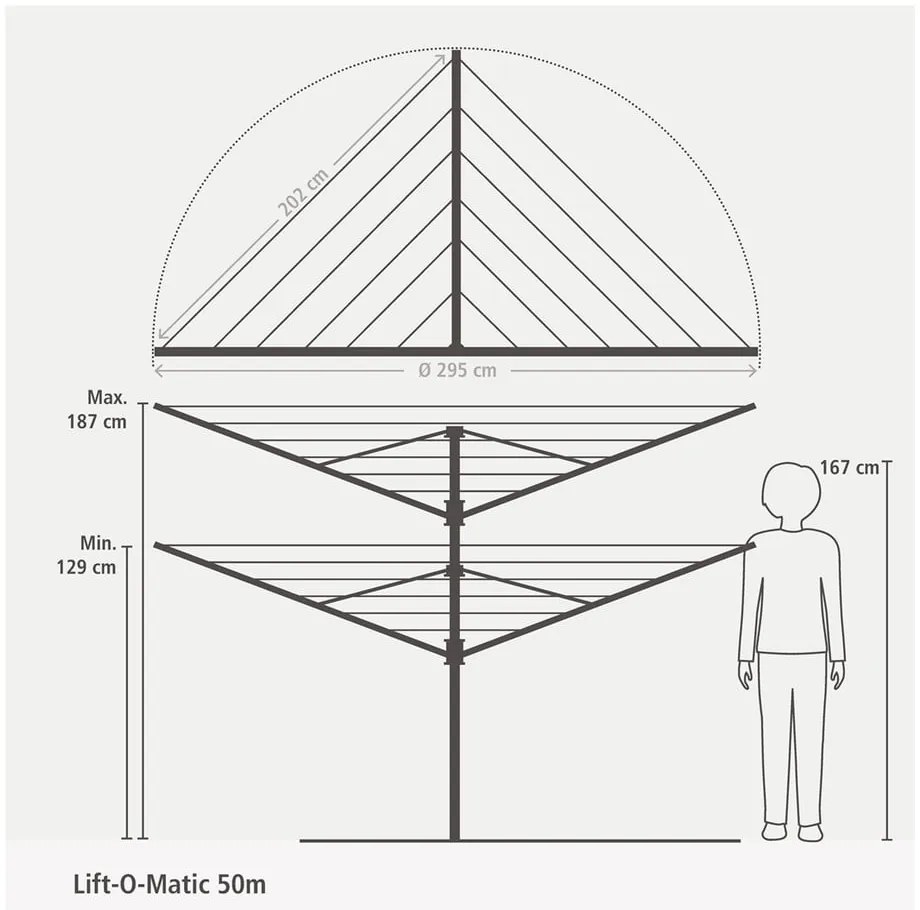 Ogrodowa suszarka na pranie Lift-O-Matic 50m – Brabantia