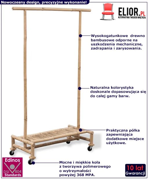 Bambusowy wieszak na kółkach Filoxis