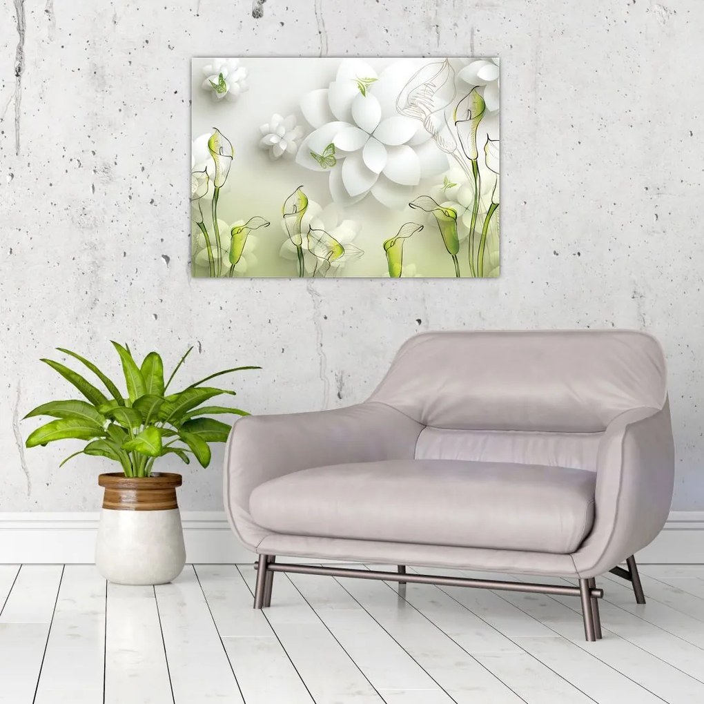 Obraz na szkle z kwiatami (70x50 cm)