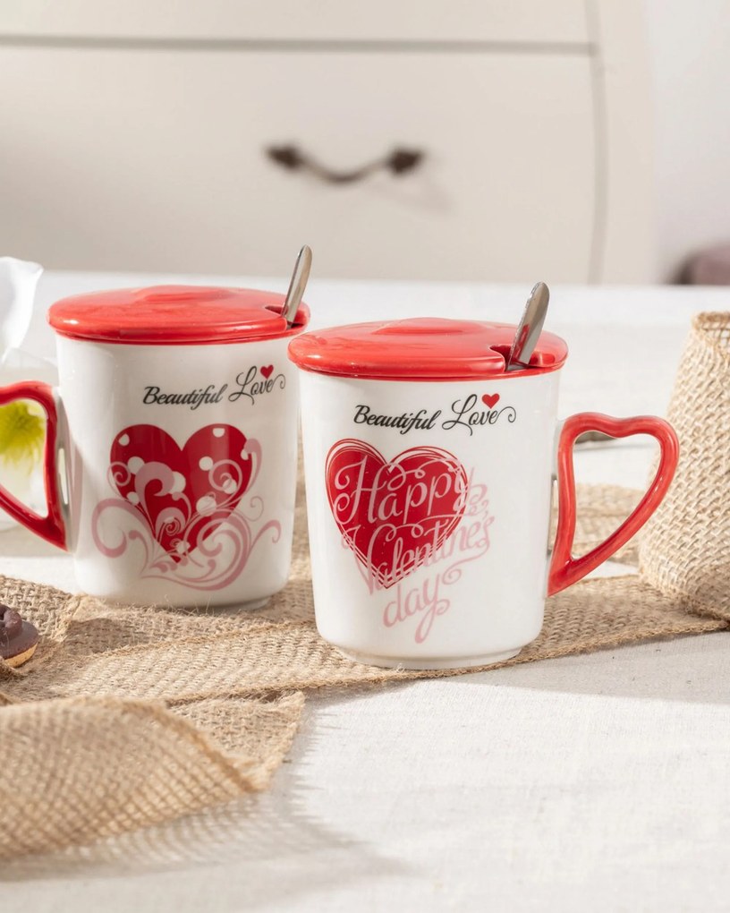 Zestaw kubków Beautiful Love I z przykrywką 350ml