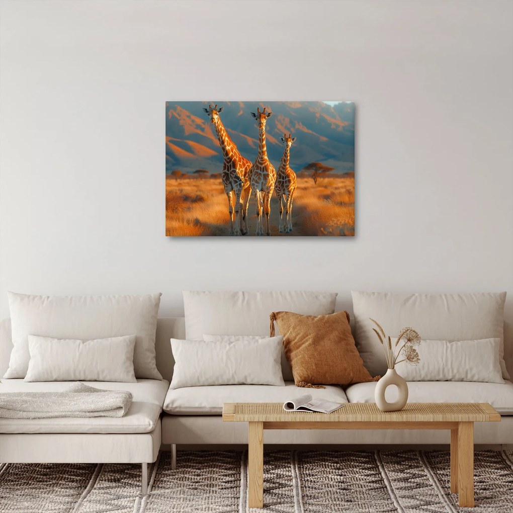 Obraz - Żyrafy na pastwisku (70x50 cm)