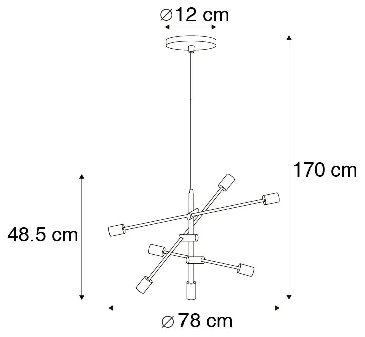 Inteligentna lampa wisząca z mosiądzu, 6 punktów świetlnych, w tym Wifi G95 - Sydney Retro Oswietlenie wewnetrzne