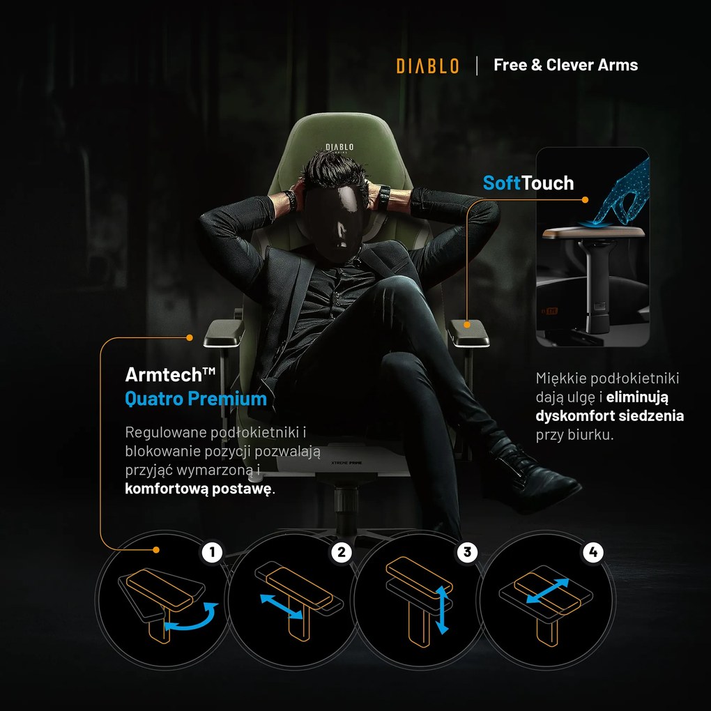 Fotel gamingowy Diablo X.Eye Prime, Normal Size, Gothic Green