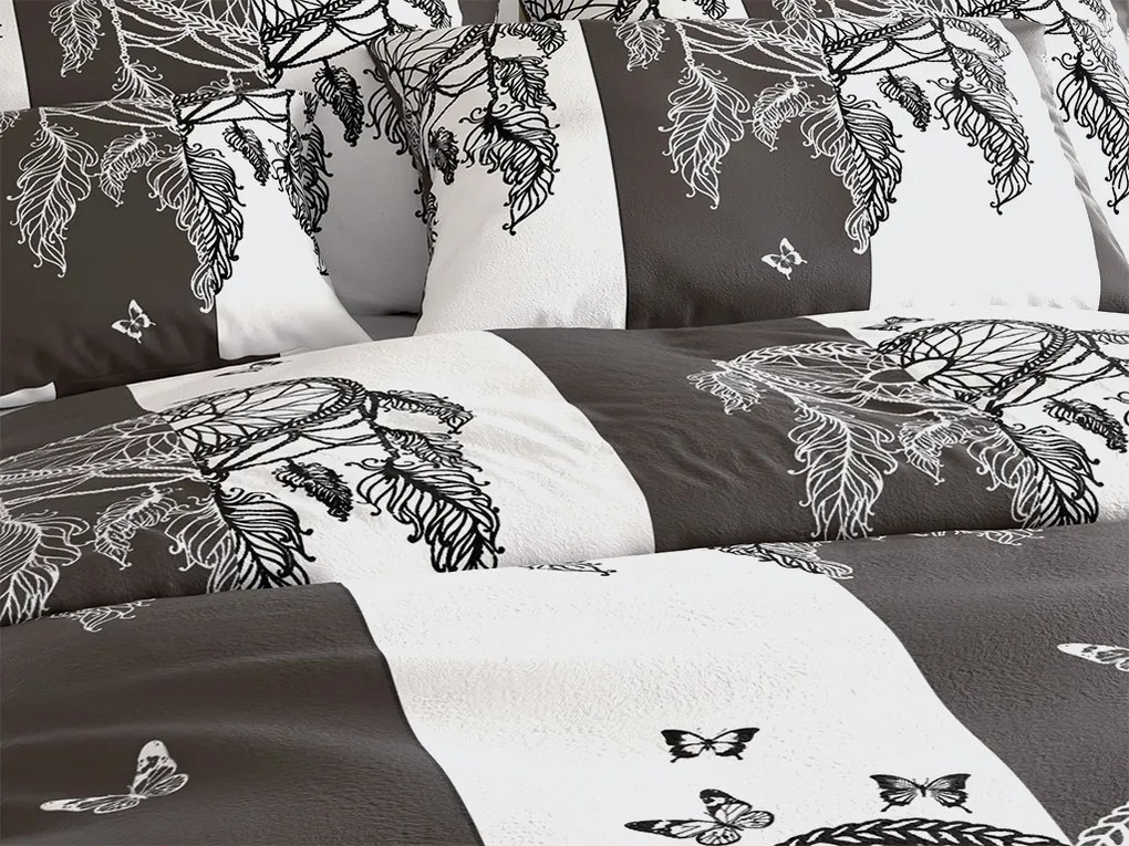 PrzytulneMieszkanie.pl PrzytulneMieszkanie.pl Pościel z mikropluszu TIRSO szaro-biała Rozmiar pościeli: 2 szt 70 x 90 cm | 200 x 220 cm