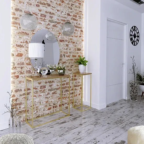 Stojak na kwiaty w stylu glamour złoty + dąb lancelot F5-K16