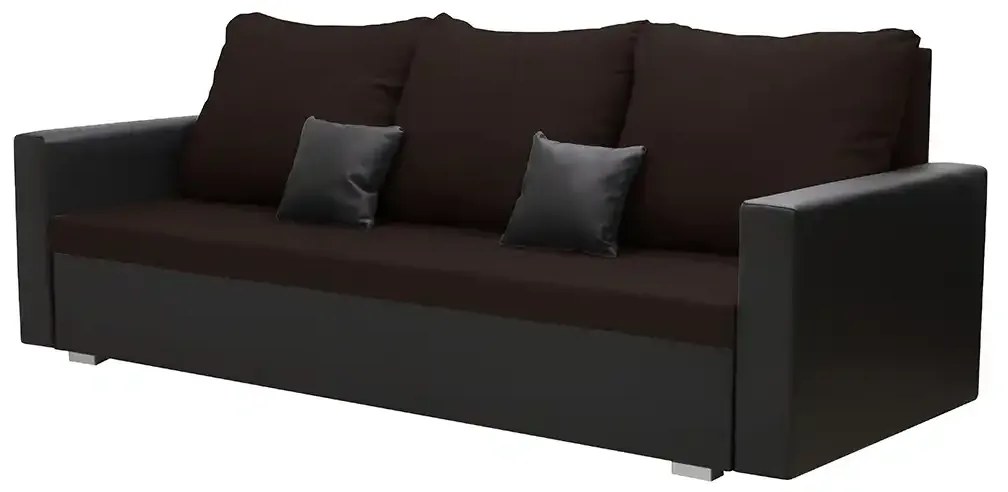 Kanapa sofa 3 os z funkcją spania EKO Ciemny brąz/Czarny