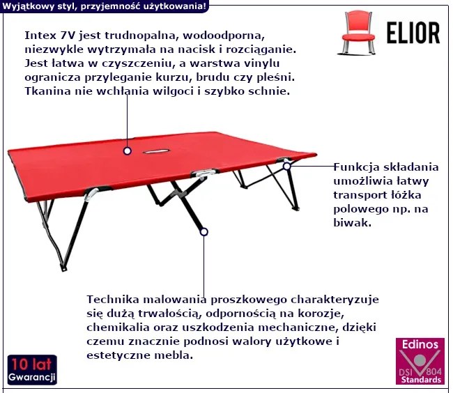 Czerwony składany leżak dwuosobowy - Zolano