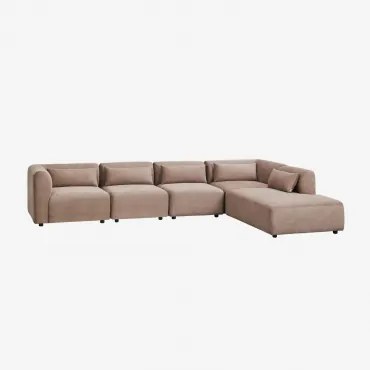 Sofa Modułowy 5-częściowy Z Prawym Szezlongiem Fogler Sztruks Brąz Karmelowy - Sklum
