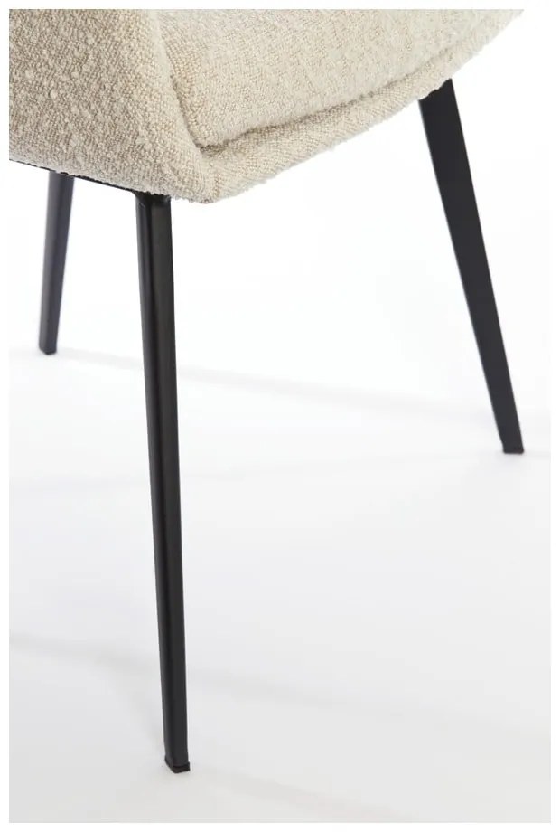 Kremowy tapicerowany fotel jadalniany z podłokietnikami Leone – Light &amp; Living