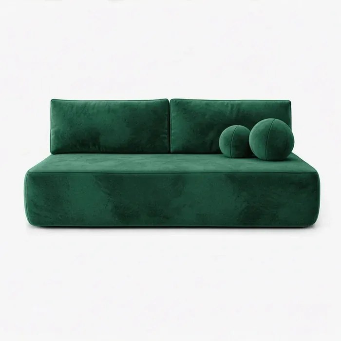 Sofa z Funkcją Spania ARVETO Zielona Welurowa Nowoczesna