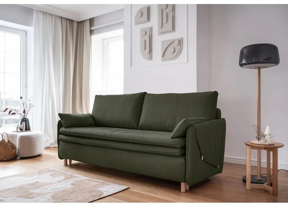 Zielona rozkładana sofa 207 cm Simon – Miuform