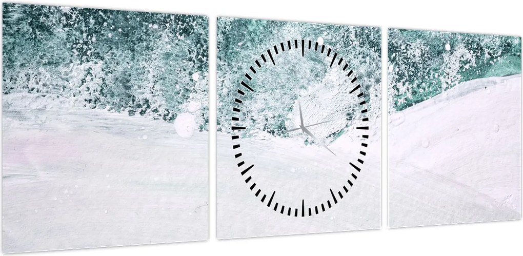 Obraz - Turkusowa abstrakcja (z zegarem) (90x30 cm)