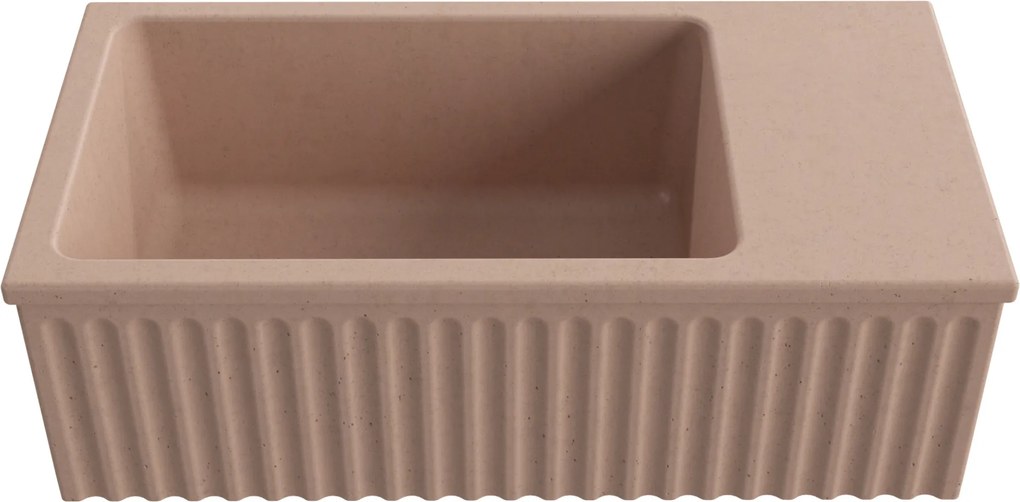 Massi Umywalka betonowa ryflowana nablatowa / wisząca prostokątna 60 x 30 cm WELLE | różne kolory : Kolor - Różowy, Typ montażu - podwieszana