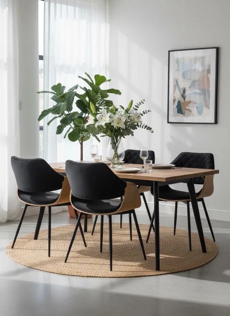 Industrialne krzesło z podłokietnikami czarny + dąb złoty G0-F77