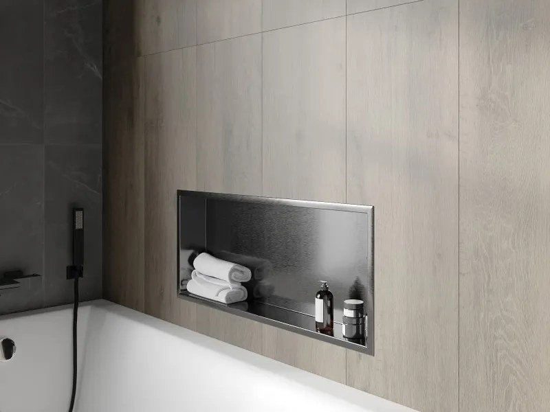 Mexen X-Wall-R półka wnękowa z kołnierzem 75 x 30 cm, gun gray szczotkowany - 19E0753010