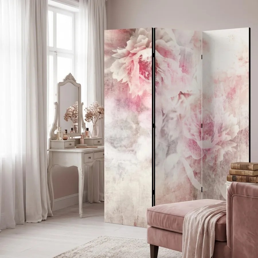 Parawan pokojowy 5-częściowy 225x172 Jednostronny dekoracyjny romantic shabby chic Piwonie W Bieli
