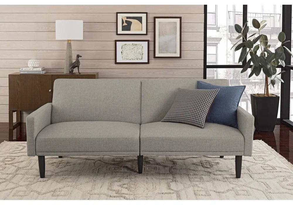 Jasnoszara sofa rozkładana 198 cm – Støraa