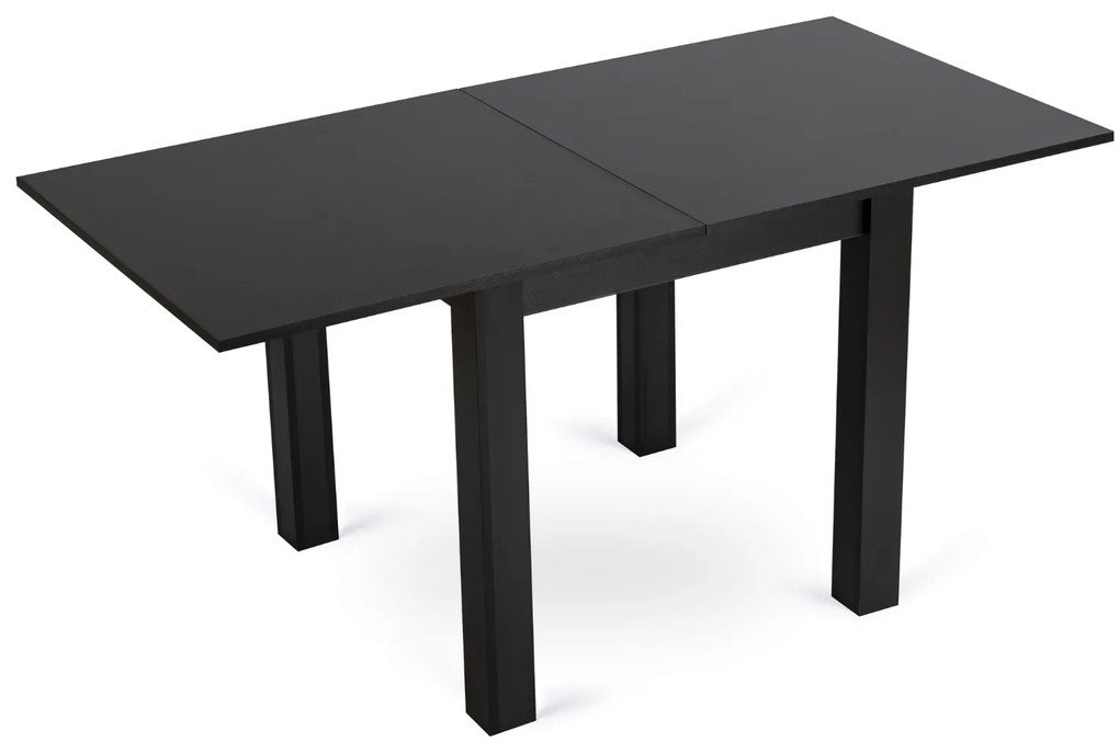 Zestaw Stół Rozkładany Kwadratowy MAX 80-160 cm Czarny i 6 Krzeseł Tapicerowanych CHRIS Granatowe Nowoczesne Loft