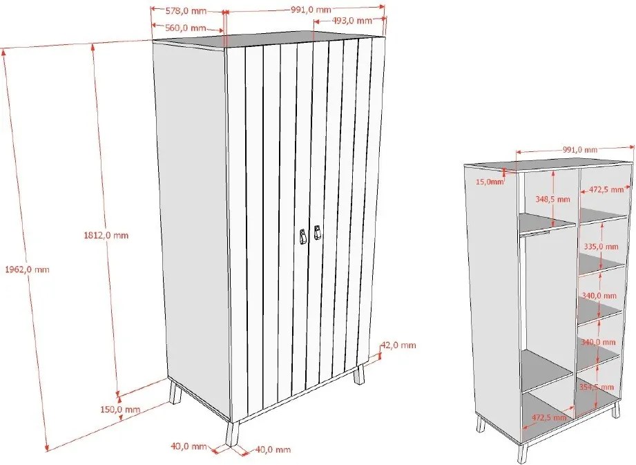 Beżowa szafa dziecięca 99x196x58 cm Sezane – Vipack